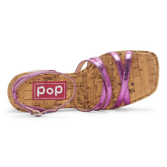Pop Womens Admission Heeled Sandals, Color Fuchsia, Size 8.5 - Picture 3 of 4